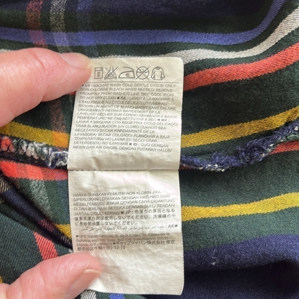 Old Navy Shirt Dress Size XL Pleaded Front Long Sleeves Button Front Navy Plaid - Picture 12 of 14